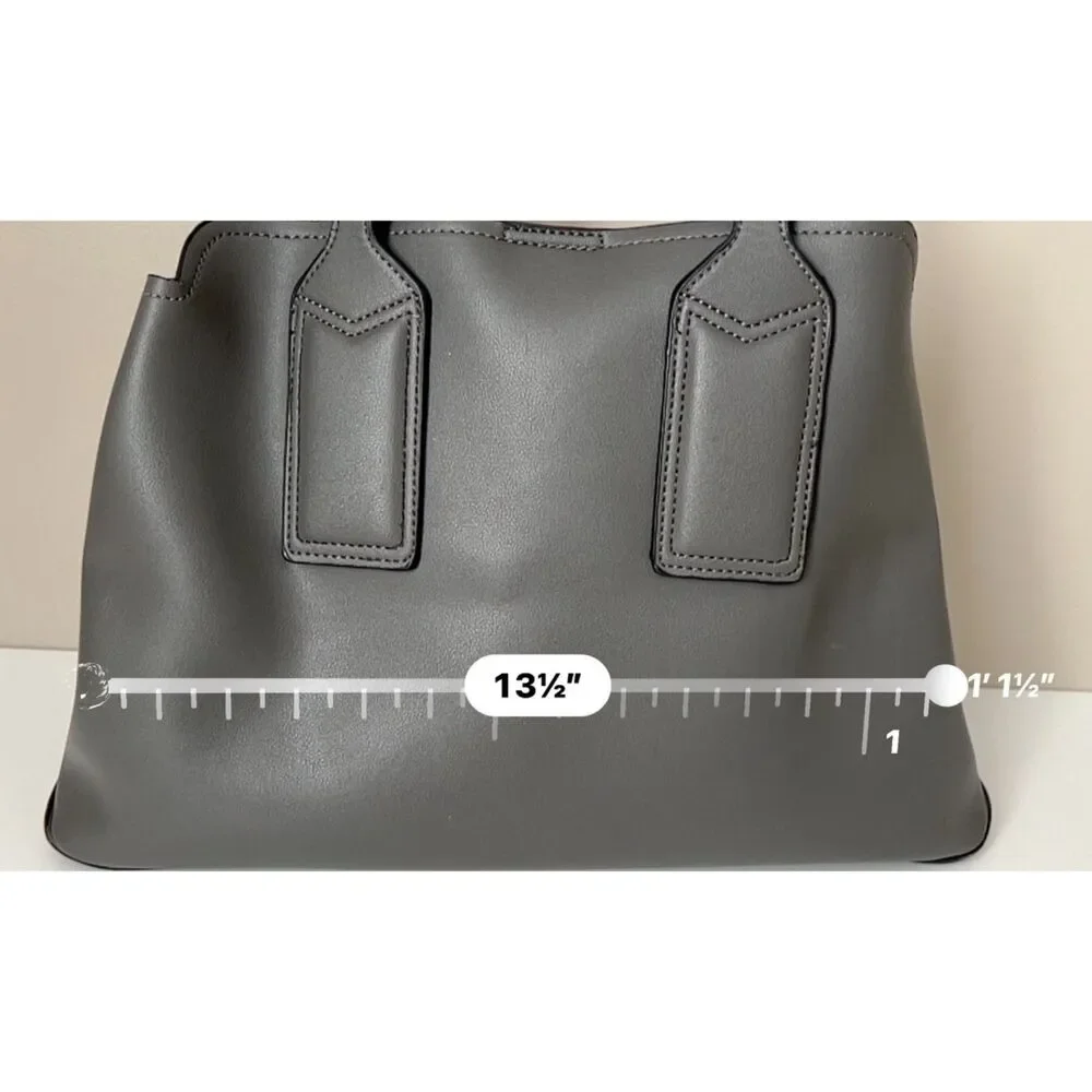 Urban Expressions Georgia Satchel in faux smooth gray leather